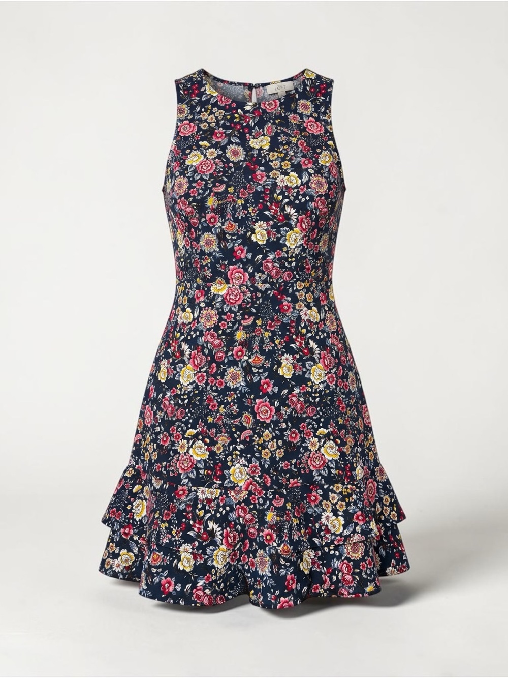 LOFT | Floral Sleeveless Fit-and-Flare Midi Dress | Size 8